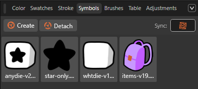 The symbols panel.